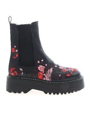 Vivetta: ankle boots - Embroidered chelsea boots in black