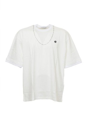 AMBUSH: t-shirts - Chain Collar T-shirt in white
