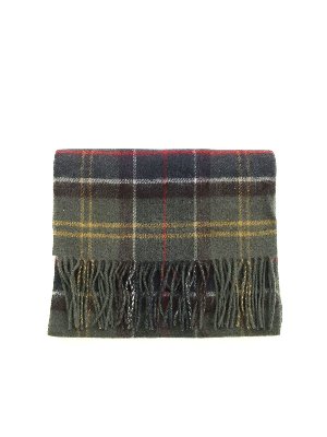 BARBOUR: scarves - Galston tartan scarf in green and blue