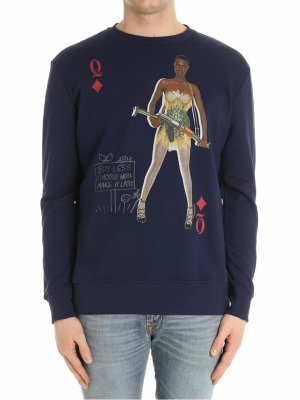 VIVIENNE WESTWOOD: Sweatshirts & Sweaters - Blue woman print sweatshirt