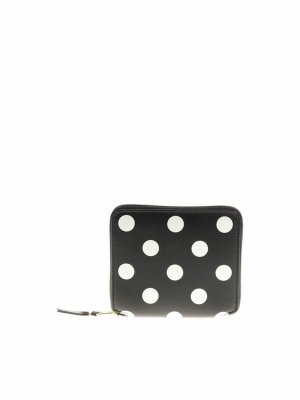 COMME DES GARÇONS WALLET: wallets & purses - Black leather wallet with polka dots