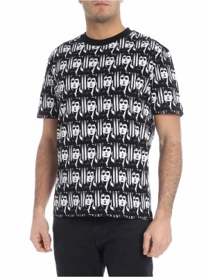 McQ Alexander Mcqueen: t-shirts - Elvis Presley all-over black t-shirt