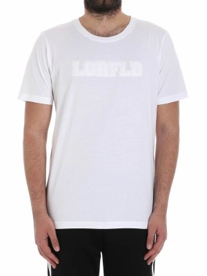 KARL LAGERFELD: t-shirts - White cotton t-shirt with logo