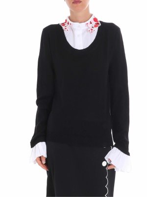 Vivetta: Turtlenecks & Polo necks - Zucchi black sweater with shirt neckline