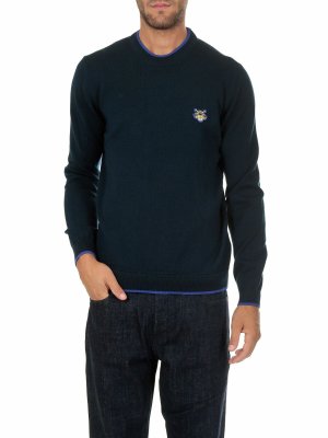 KENZO: crew necks - Blue Tiger logo pullover