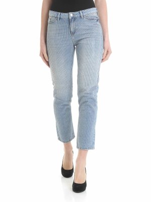 KARL LAGERFELD: straight leg jeans - Light blue Sparkle Girlfriend jeans