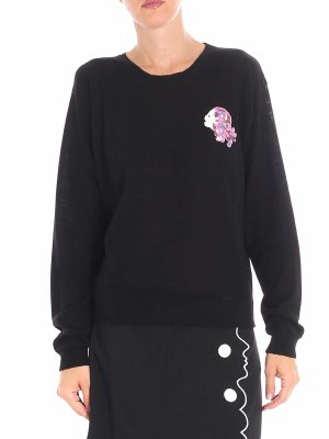 Vivetta: Turtlenecks & Polo necks - Black Jager sweater with multicolor beads