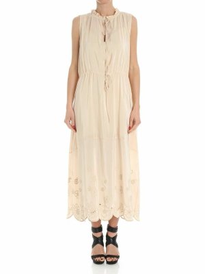 SEE BY CHLOE': Knielange Kleider - Knielanges Kleid - Creme