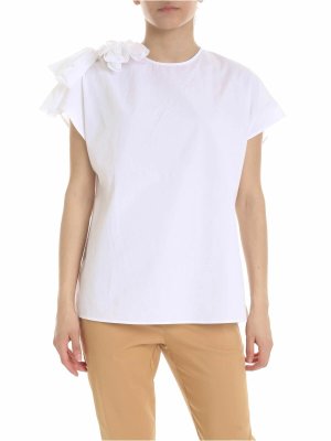 FUZZI: bluse - Blusa bianca con fiocco