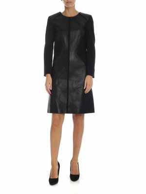 KARL LAGERFELD: knee length dresses - Black leather dress