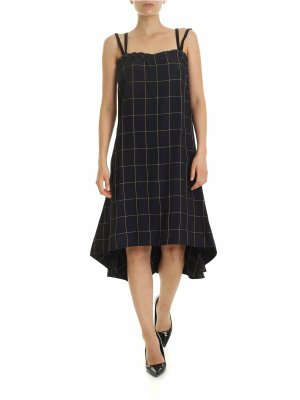 McQ Alexander Mcqueen: knee length dresses - Check printed dress in blue
