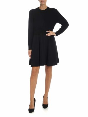 KENZO: knee length dresses - Mixed dress in black