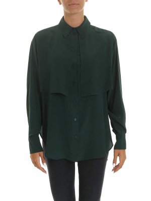 SEE BY CHLOE': shirts - Shirt in dark green with panels