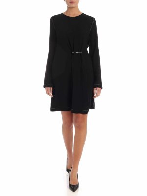 McQ Alexander Mcqueen: knee length dresses - Dress in black with a safety pin