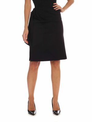 FUZZI: Knee length skirts & Midi - Black knee-length skirt with drapery