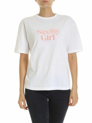SEE BY CHLOE': t-shirts - See-Girl T-shirt in white