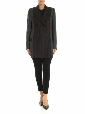 McQ Alexander Mcqueen: short coats - Striped blazer in grey and black