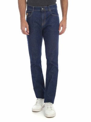 MOSCHINO: straight leg jeans - Blue jeans with Moschino Teddy Bear