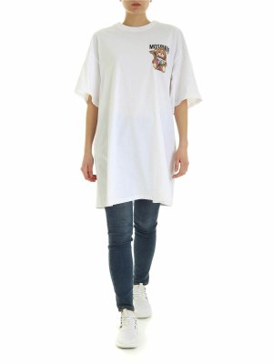 MOSCHINO: t-shirts - Teddy Bear Frame oversize T-shirt in white