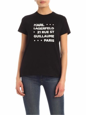 KARL LAGERFELD: t-shirts - Stacked Logo Address T-shirt in black