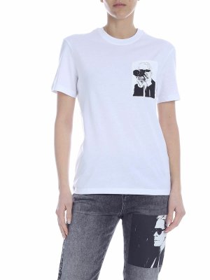 KARL LAGERFELD: t-shirts - Karl Legend Pocket T-shirt in white