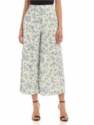 Vivetta: pantaloni casual - Pantalone palazzo bianco con stampa floreale