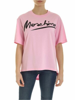 MOSCHINO: t-shirts - Signature t-shirt in pink