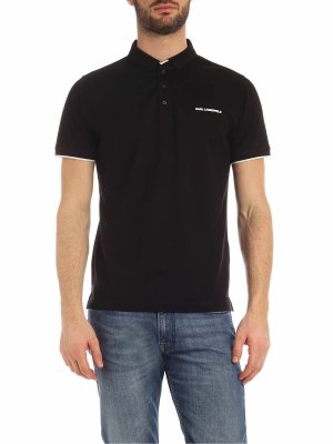 KARL LAGERFELD: polo shirts - White logo polo shirt in black