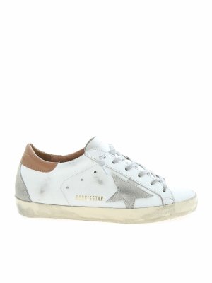 GOLDEN GOOSE: trainers - Super-Star sneakers in white and brown