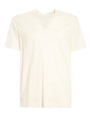 EMPORIO ARMANI: t-shirts - Tonal eagle-embroidered T-shirt