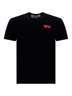 Comme des Garçons Play: t-shirts - Double Heart logo T-shirt