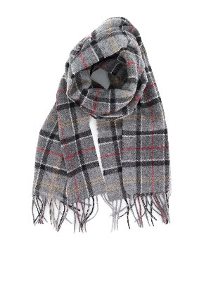 BARBOUR: scarves - Grey Tartan wool scarf