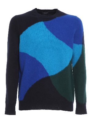 DRUMOHR: crew necks - Color block combed wool sweater