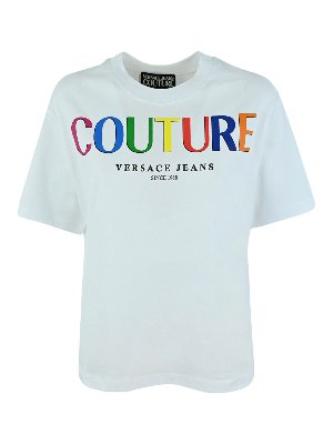 Versace Jeans Couture: t-shirts - Logo printed jersey T-shirt