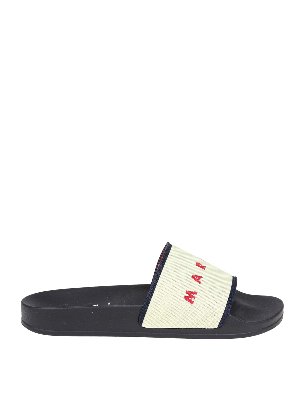 Marni: sandals - Jacquard logo sliders