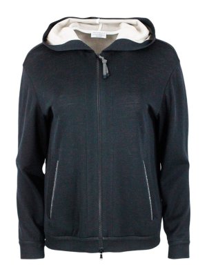 BRUNELLO CUCINELLI: Sweatshirts & Sweaters - Embellished zip up hoodie