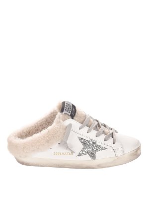 GOLDEN GOOSE: trainers - Shearling Super-Star Sabot sneakers