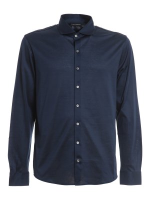 Tシャツ・カットソー BARBA SS24 Poplin shirt (T1U12P01PZ2700 0001) Barba Poplin shirt - Blue - Men | PZ2710I1U12B09BLU | thebs.com