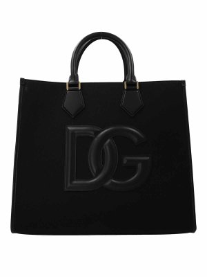 DOLCE & GABBANA: totes bags - Canvas tote with leather logo