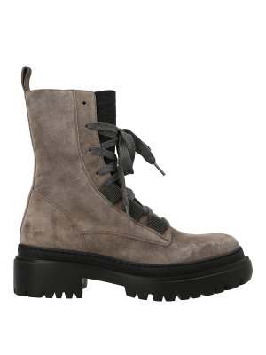 BRUNELLO CUCINELLI: ankle boots - Suede combat boots