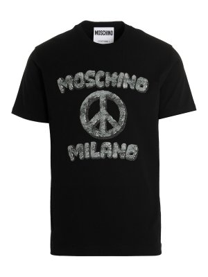 Tシャツ・カットソー MOSCHINO Men T Shirts 072002411555 Black Moschino Logo patch cotton T-shirt - Black - Men | 071870402555