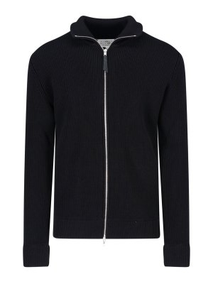 Maison Margiela: cardigans - Ribbed front zip cardigan
