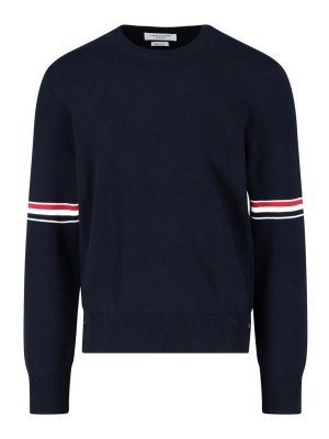 THOM BROWNE: Pull col rond - Pull Col Rond - Bleu