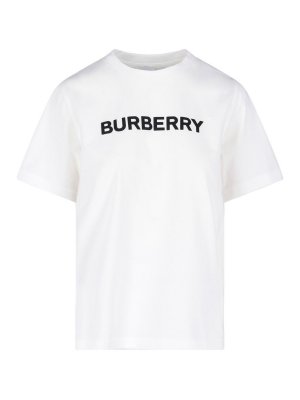 Tシャツ・カットソー BURBERRY 'Carrick' T-shirt White 8073029 BURBERRY Carrick Logo-Print Cotton-Jersey T-Shirt | endource