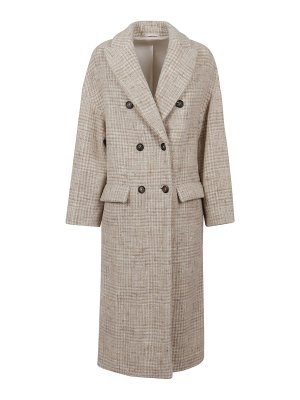 BRUNELLO CUCINELLI: knee length coats - Check double-breasted coat