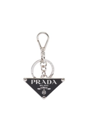 PRADA: key holders - Saffiano leather and metal triangle keychain