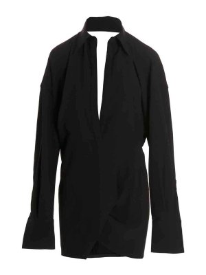 Giovanni Bedin Pleated detail mini dress - Black