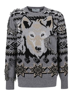 ETRO: crew necks - Logo embroidery wool sweater