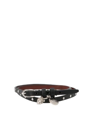 Alexander Mcqueen Bracciale a doppio giro in pelle