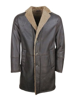 BARBA: leather coats - Shearling single-breasted coat